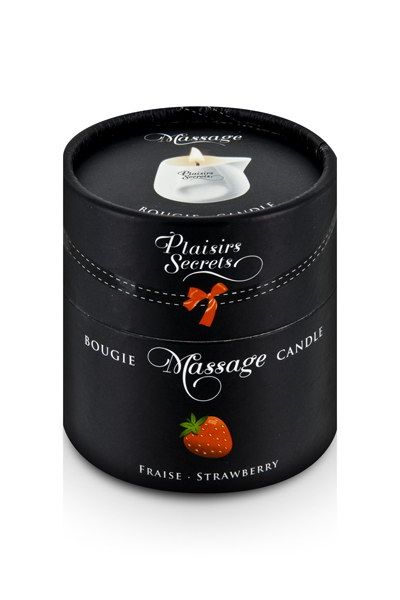 Массажная свеча с ароматом клубники Bougie de Massage Gourmande Fraise - 80 мл. - Plaisir Secret - купить с доставкой во Владивостоке