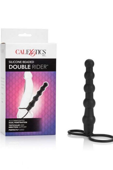 Насадка на пенис для двойного проникновения Silicone Beaded Double Rider - 14 см. - California Exotic Novelties - во Владивостоке купить с доставкой