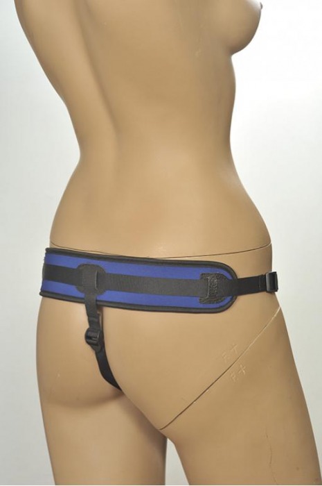 Сине-чёрные трусики с плугом Kanikule Strap-on Harness Anatomic Thong - Kanikule - купить с доставкой во Владивостоке