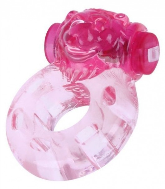 Розовое эрекционное виброкольцо  Медвежонок - White Label - во Владивостоке купить с доставкой