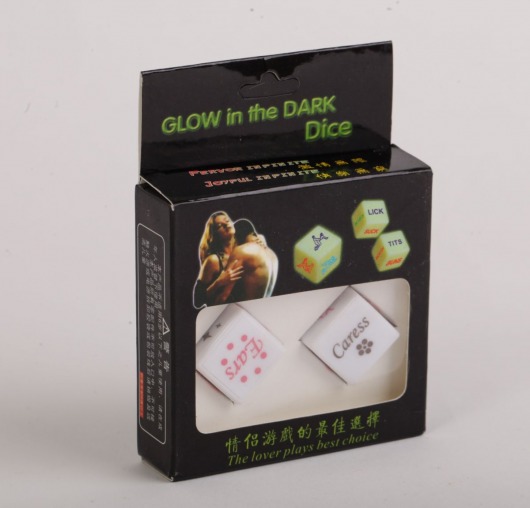 Светящиеся в темноте игровые кости для любовных игр - White Label - купить с доставкой во Владивостоке
