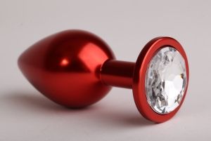 Красная анальная пробка с прозрачным стразом - 7,6 см. - 4sexdreaM - купить с доставкой во Владивостоке