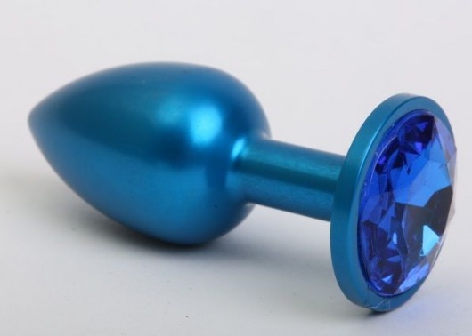 Синяя анальная пробка с синим стразом - 7,6 см. - 4sexdreaM - купить с доставкой во Владивостоке