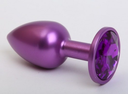 Фиолетовая анальная пробка с фиолетовым стразом - 7,6 см. - 4sexdreaM - купить с доставкой во Владивостоке