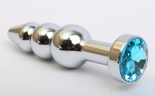 Серебристая анальная ёлочка с голубым кристаллом - 11,2 см. - 4sexdreaM - купить с доставкой во Владивостоке