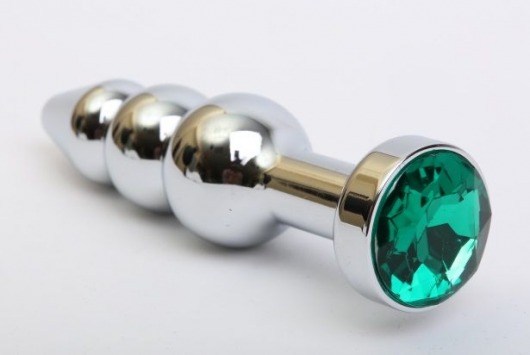 Серебристая анальная ёлочка с зеленым кристаллом - 11,2 см. - 4sexdreaM - купить с доставкой во Владивостоке