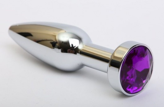Удлинённая серебристая пробка с фиолетовым кристаллом - 11,2 см. - 4sexdreaM - купить с доставкой во Владивостоке
