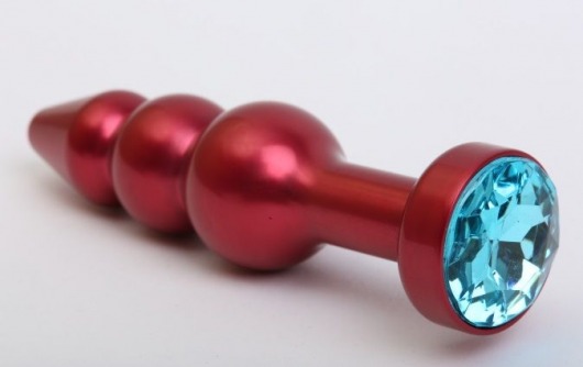 Красная анальная ёлочка с голубым кристаллом - 11,2 см. - 4sexdreaM - купить с доставкой во Владивостоке