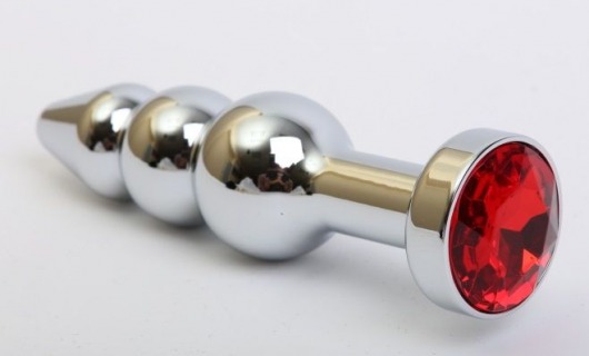 Серебристая анальная ёлочка с красным кристаллом - 11,2 см. - 4sexdreaM - купить с доставкой во Владивостоке