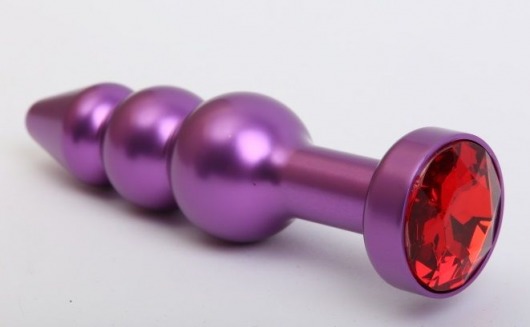 Фиолетовая фигурная анальная ёлочка с красным кристаллом - 11,2 см. - 4sexdreaM - купить с доставкой во Владивостоке