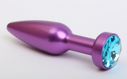 Фиолетовая анальная пробка с голубым стразом - 11,2 см. - 4sexdreaM - купить с доставкой во Владивостоке