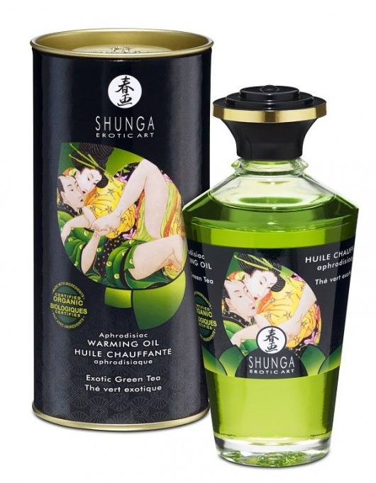Массажное интимное масло с ароматом зелёного чая - 100 мл. - Shunga - купить с доставкой во Владивостоке