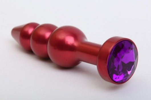 Красная анальная ёлочка с фиолетовым кристаллом - 11,2 см. - 4sexdreaM - купить с доставкой во Владивостоке