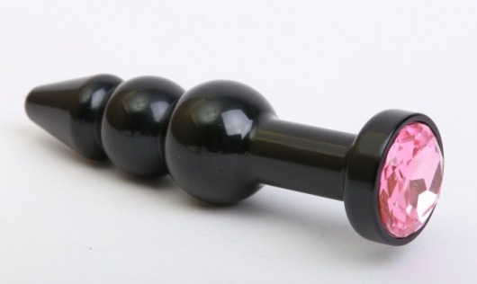 Чёрная анальная ёлочка с розовым кристаллом - 11,2 см. - 4sexdreaM - купить с доставкой во Владивостоке