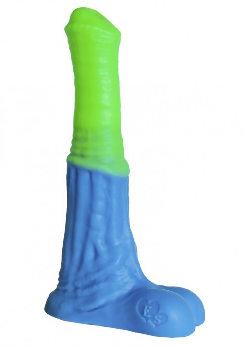 Зелёно-голубой фаллоимитатор  Пегас Medium  - 24 см. - Erasexa - купить с доставкой во Владивостоке