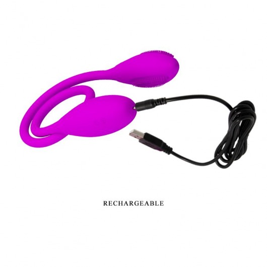 Двусторонний перезаряжаемый вибратор Snaky Vibe на гибком стержне - 60 см. - Baile