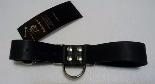 Чёрные широкие ременные наручники с полукольцом - Подиум - купить с доставкой во Владивостоке