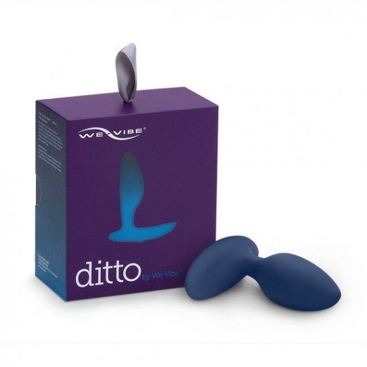 Синяя анальная пробка для ношения Ditto с вибрацией и пультом ДУ - 8,8 см. - We-vibe