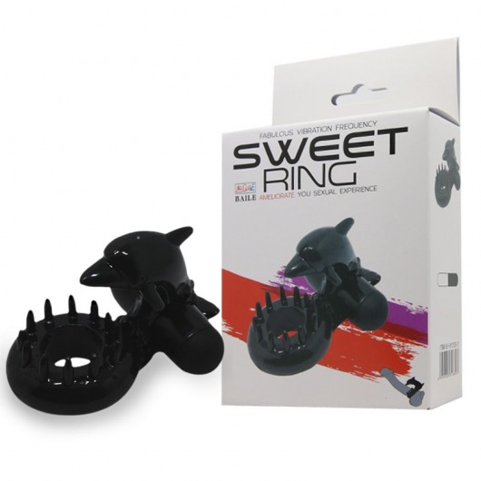 Чёрное эрекционное виброкольцо Sweet Ring с дельфинчиком - Baile - во Владивостоке купить с доставкой