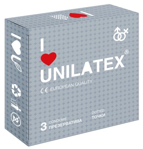 Презервативы с точками Unilatex Dotted - 3 шт. - Unilatex - купить с доставкой во Владивостоке