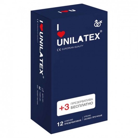 Ультрапрочные презервативы Unilatex Extra Strong - 12 шт. + 3 шт. в подарок - Unilatex - купить с доставкой во Владивостоке
