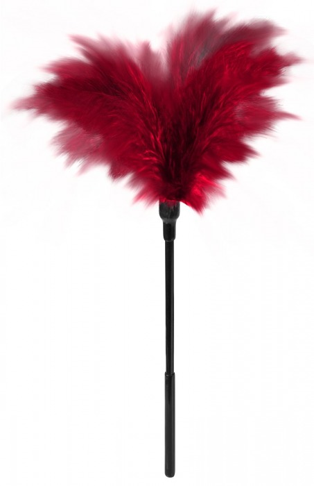 Пластиковая метелочка с красными пёрышками Small Feather Tickler - 32 см. - Blush Novelties - купить с доставкой во Владивостоке