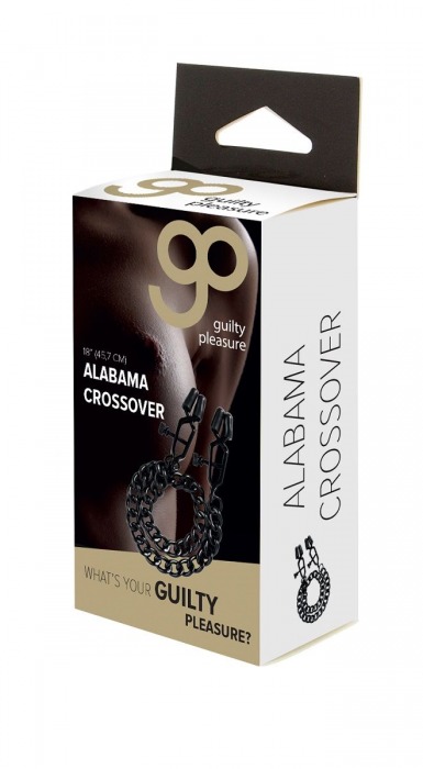 Чёрные зажимы на соски Alabama Crossover Nipple Clamps с цепью - Blush Novelties