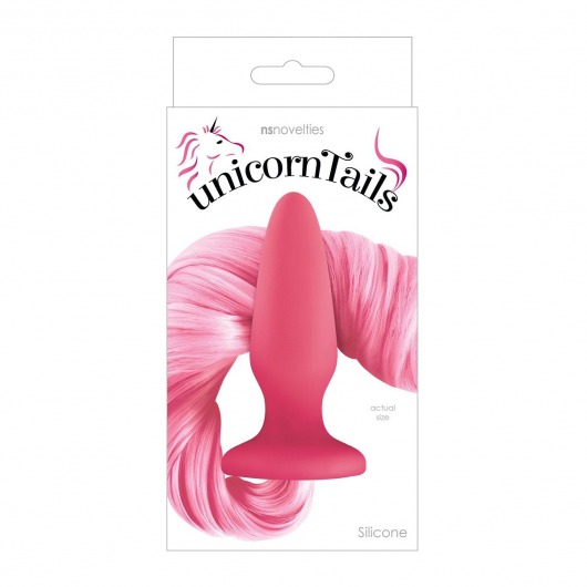 Розовая анальная пробка с нежно-розовым хвостом Unicorn Tails Pastel Pink - NS Novelties