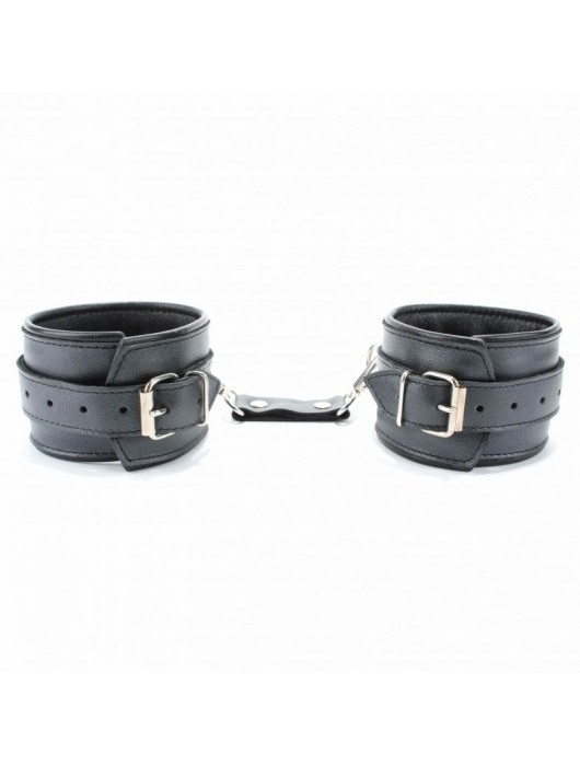Наручники из гладкой кожи - БДСМ Арсенал - купить с доставкой во Владивостоке