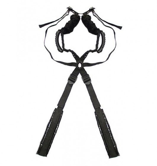 Чёрный бондажный комплект Romfun Sex Harness Bondage на сбруе - Romfun - купить с доставкой во Владивостоке