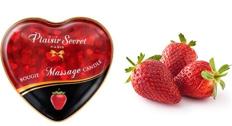 Массажная свеча с ароматом клубники Bougie Massage Candle - 35 мл. - Plaisir Secret - купить с доставкой во Владивостоке
