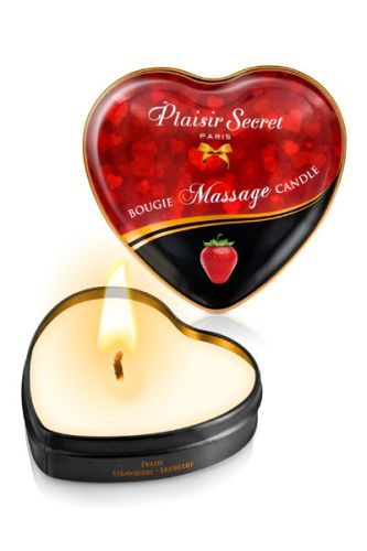 Массажная свеча с ароматом клубники Bougie Massage Candle - 35 мл. - Plaisir Secret - купить с доставкой во Владивостоке