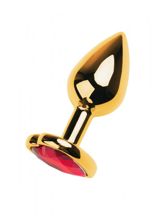 Золотистая анальная пробка с кристаллом-сердцем - 7,5 см. - ToyFa - купить с доставкой во Владивостоке