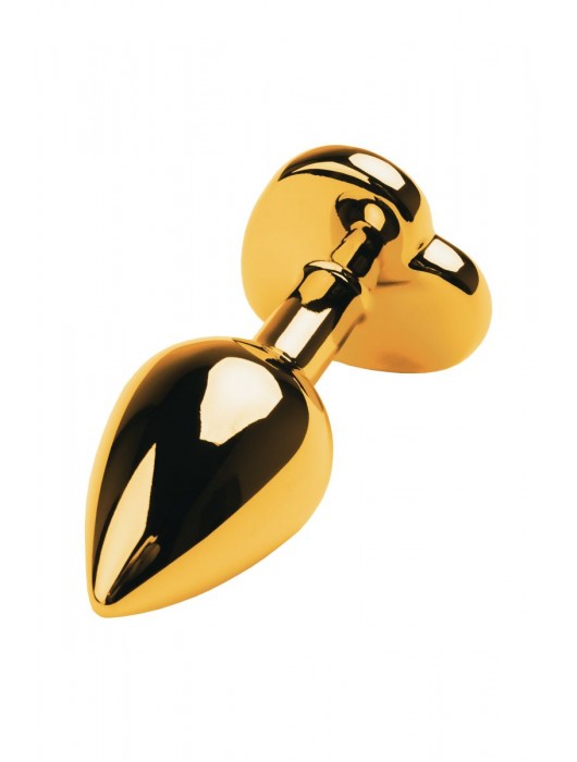 Золотистая анальная пробка с кристаллом-сердцем - 7,5 см. - ToyFa - купить с доставкой во Владивостоке