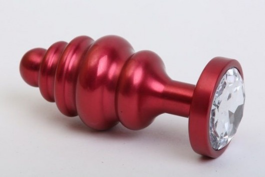 Красная металлическая фигурная пробка с прозрачным стразом - 7,3 см. - 4sexdreaM - купить с доставкой во Владивостоке