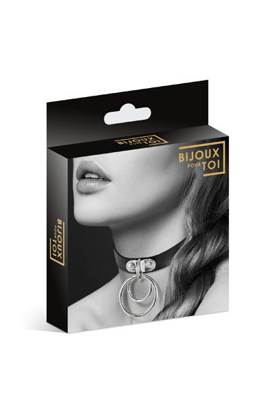 Черный чокер с двумя кольцами - Bijoux Pour Toi - купить с доставкой во Владивостоке