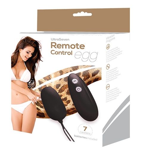Чёрное виброяйцо с пультом дистанционного управления ULTRA SEVEN REMOTE CONTROL EGG - Seven Creations
