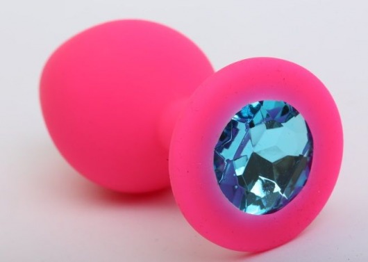 Розовая анальная втулка с голубым кристаллом - 7,3 см. - Джага-Джага - купить с доставкой во Владивостоке
