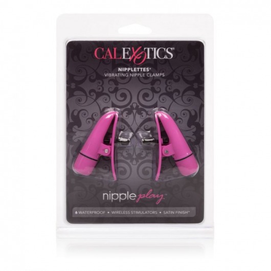 Розовые зажимы на соски с вибрацией Nipple Play Nipplettes - California Exotic Novelties - купить с доставкой во Владивостоке