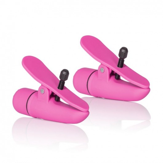 Розовые зажимы на соски с вибрацией Nipple Play Nipplettes - California Exotic Novelties - купить с доставкой во Владивостоке