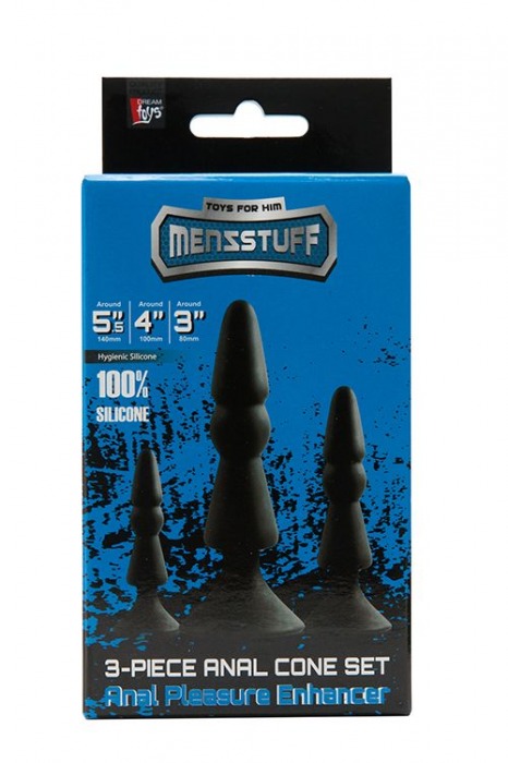 Набор из черных анальных силиконовых втулок MENZSTUFF 3-PIECE ANAL CONE SET - Dream Toys