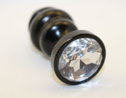Черная фигурная анальная пробка с прозрачным кристаллом - 8,2 см. - 4sexdreaM - купить с доставкой во Владивостоке