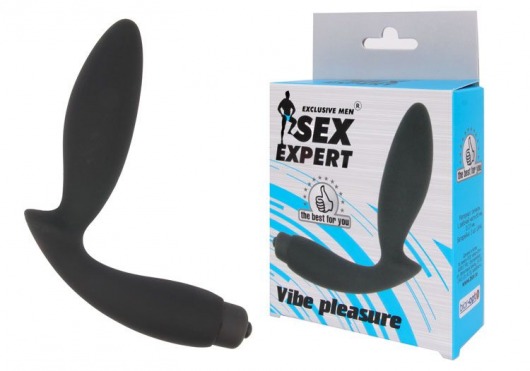 Чёрный вибростимулятор простаты Sex Expert Vibe Pleasure - Sex Expert - во Владивостоке купить с доставкой