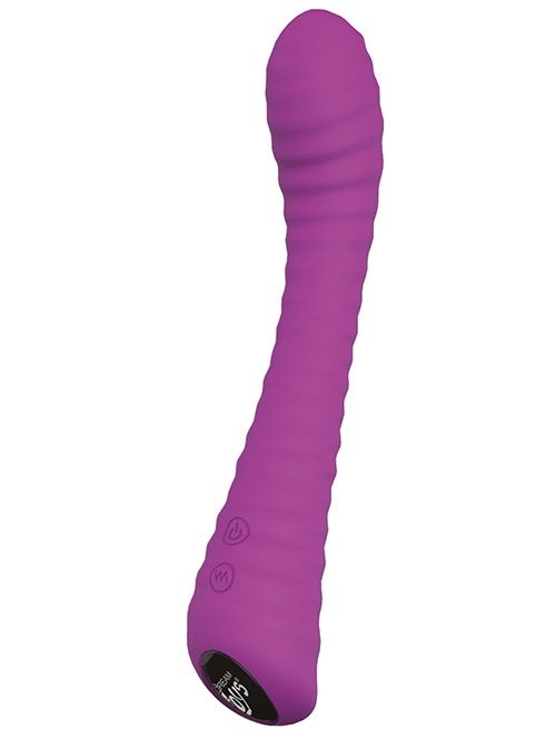 Фиолетовый перезаряжаемый вибратор с ребрышками QUEEN OF HEARTS - 15 см. - Dream Toys