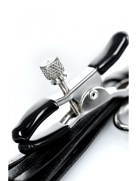 Черно-серебристые зажимы для сосков Theatre с кисточками - ToyFa - купить с доставкой во Владивостоке