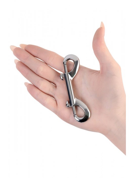 Серебристый двухсторонний карабин TOYFA Metal - ToyFa - купить с доставкой во Владивостоке