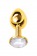 Золотистая маленькая анальная втулка с прозрачным кристаллом - 6 см. - ToyFa - купить с доставкой во Владивостоке