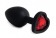 Черная анальная силиконовая пробка с красным стразом-сердцем - 7,5 см. - 4sexdreaM - купить с доставкой во Владивостоке