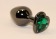 Черная коническая анальная пробка с зеленым кристаллом-сердечком - 8 см. - 4sexdreaM - купить с доставкой во Владивостоке